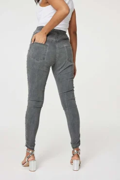 Denim Embellished Side Jeggings