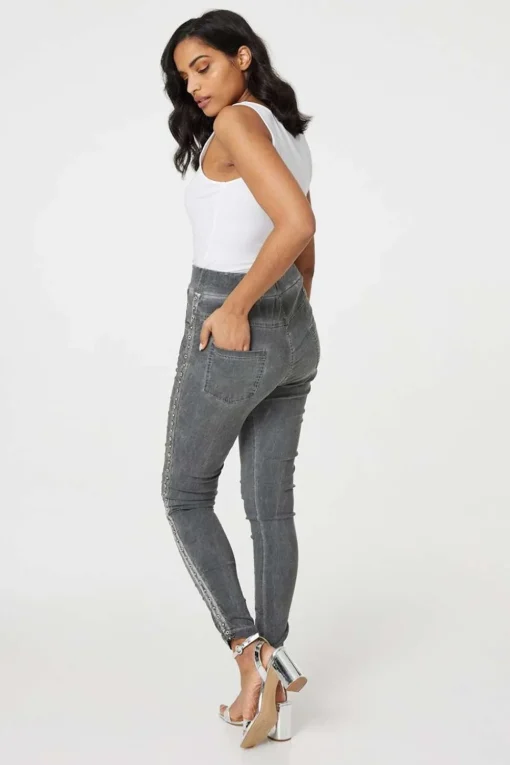 Denim Embellished Side Jeggings