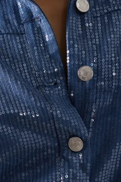 Denim Sequin Oversized Shirt