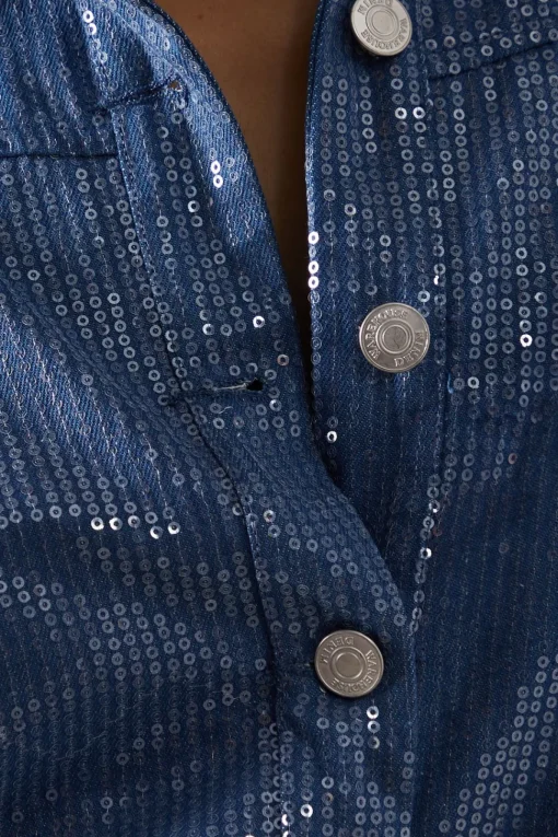 Denim Sequin Oversized Shirt