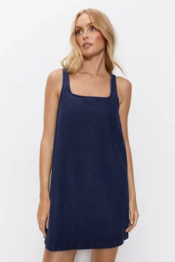 Denim Strappy Mini Dress