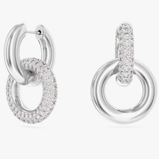 Dextera White Interlocking Loop Rhodium Plated Earrings 5671807