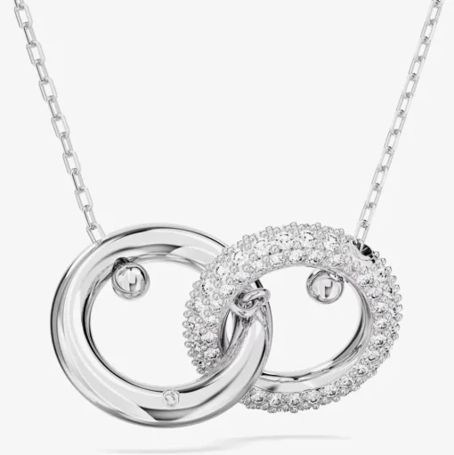 Dextera White Interlocking Loop Rhodium Plated Necklace 5670251