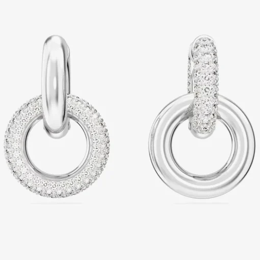 Dextera White Interlocking Loop Rhodium Plated Earrings 5671807