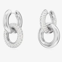 Dextera White Interlocking Loop Rhodium Plated Earrings 5671807