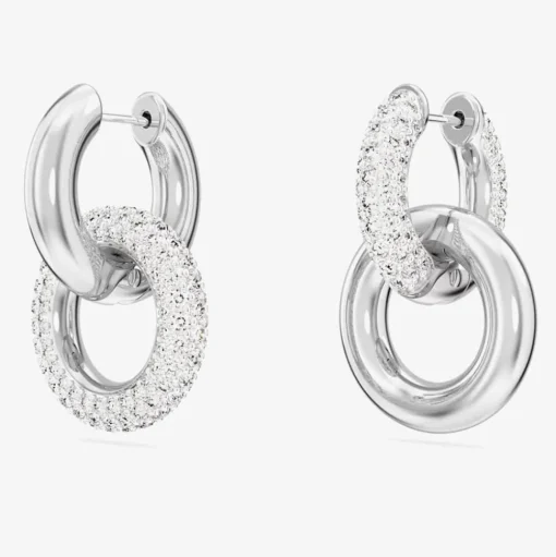 Dextera White Interlocking Loop Rhodium Plated Earrings 5671807