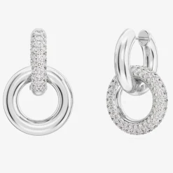 Dextera White Interlocking Loop Rhodium Plated Earrings 5671807