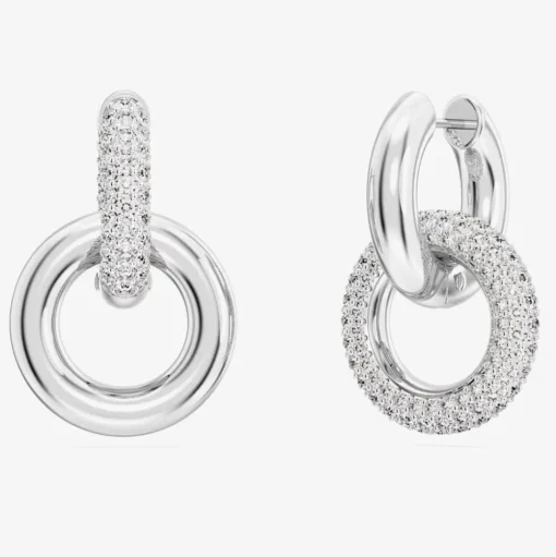 Dextera White Interlocking Loop Rhodium Plated Earrings 5671807