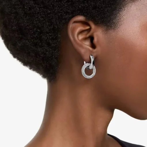 Dextera White Interlocking Loop Rhodium Plated Earrings 5671807