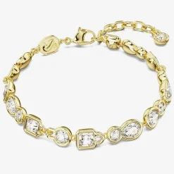 Dextera White Mixed Cuts Gold Tone Plated Bracelet 5667044 (M)