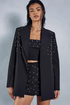 Diamante Embellished Oversized Blazer