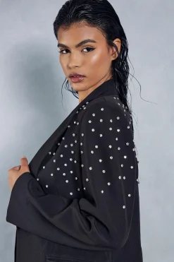 Diamante Embellished Oversized Blazer
