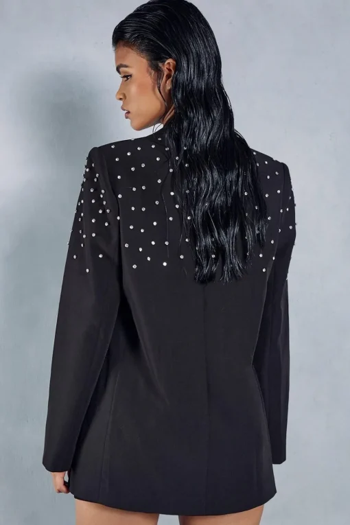 Diamante Embellished Oversized Blazer