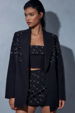 Diamante Embellished Oversized Blazer