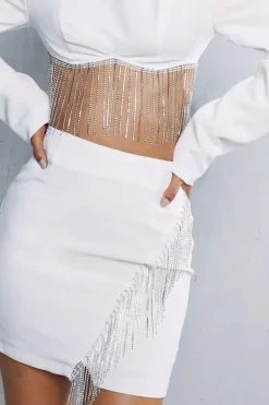 Diamante Fringed Mini Skirt