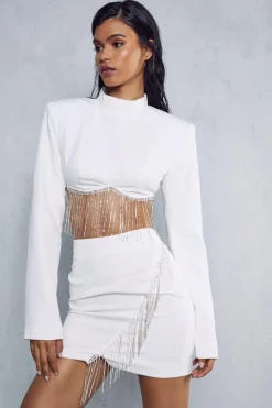 Diamante Fringed Mini Skirt