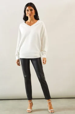 Diamante neckline v neck jumper