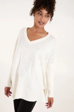 Diamante V Neck Jumper