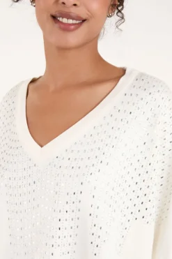 Diamante V Neck Jumper