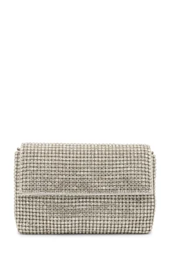 Diamante 'Donatella' Fold Over Soft Clutch Bag