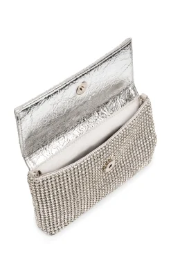 Diamante 'Donatella' Fold Over Soft Clutch Bag