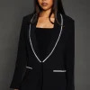 Diamond Trim Shawl Collar Blazer