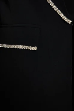 Diamond Trim Shawl Collar Blazer