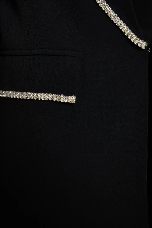 Diamond Trim Shawl Collar Blazer