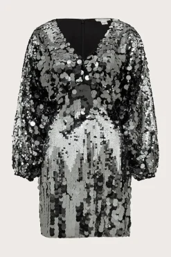 Dina Dolman Sequin Mini Dress Silver