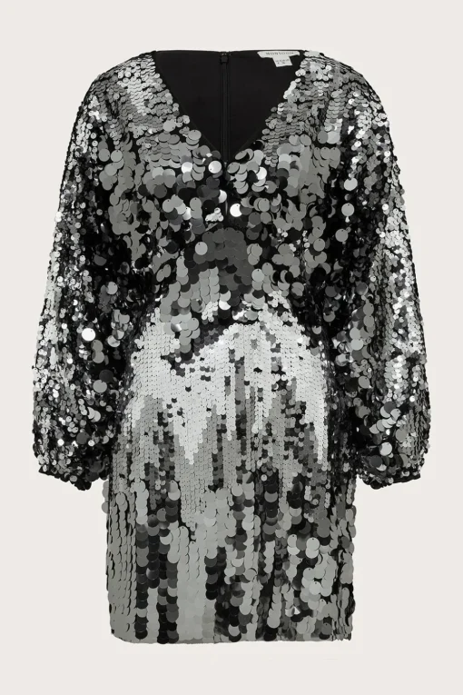Dina Dolman Sequin Mini Dress Silver