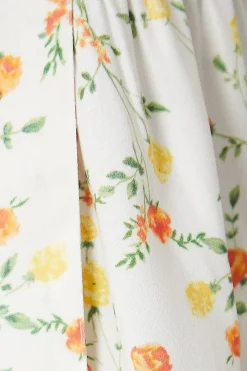Ditsy Floral Crepe Wrap Front Belted Mini Dress