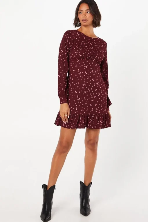 Ditsy Floral Frill Hem Mini Dress