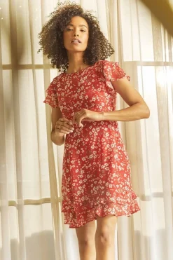 Ditsy Floral Frilled Sleeve Dress