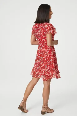 Ditsy Floral Frilled Sleeve Dress