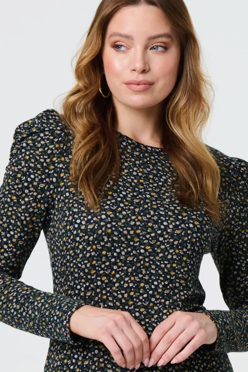 Ditsy Floral Ruffled Long Sleeve Top
