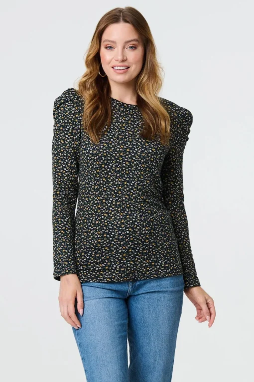 Ditsy Floral Ruffled Long Sleeve Top