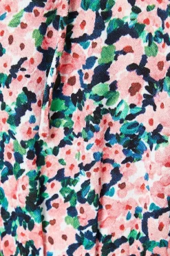 Ditsy Floral V Neck Tie Front Mini Dress