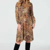 Ditsy Print High Neck Tea Dress
