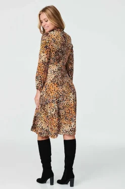 Ditsy Print High Neck Tea Dress