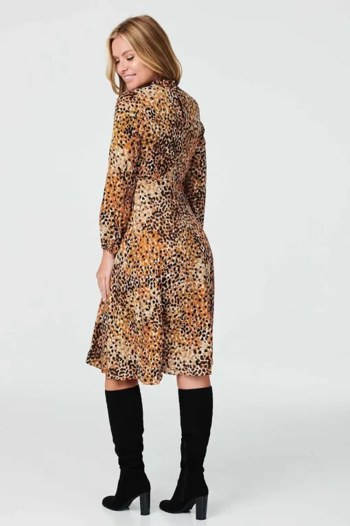 Ditsy Print High Neck Tea Dress