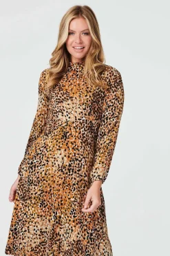 Ditsy Print High Neck Tea Dress
