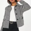 Dogtooth Wool Short Coat