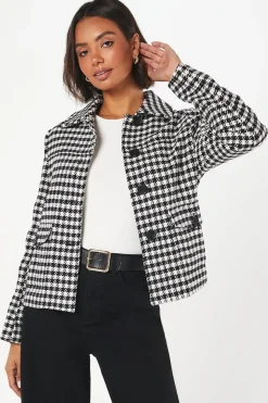 Dogtooth Wool Short Coat
