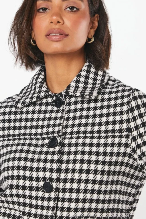 Dogtooth Wool Short Coat