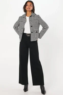 Dogtooth Wool Short Coat