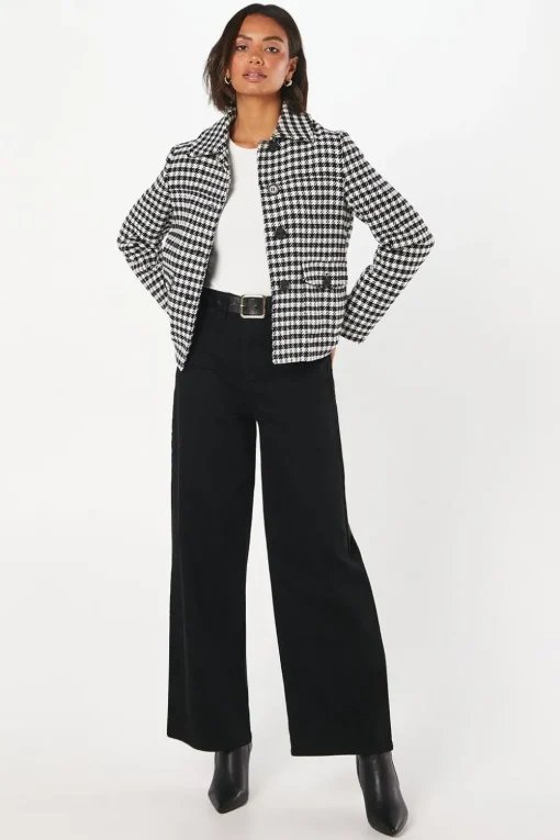 Dogtooth Wool Short Coat