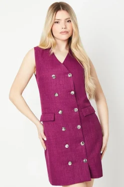 Double Breasted Boucle Shift Dress