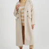 Double Breasted Faux Wool Longline Coat