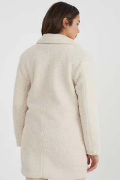 Double Breasted Longline Faux Fur Jacket