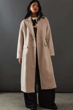 Double Breasted Wool Blend Maxi Coat